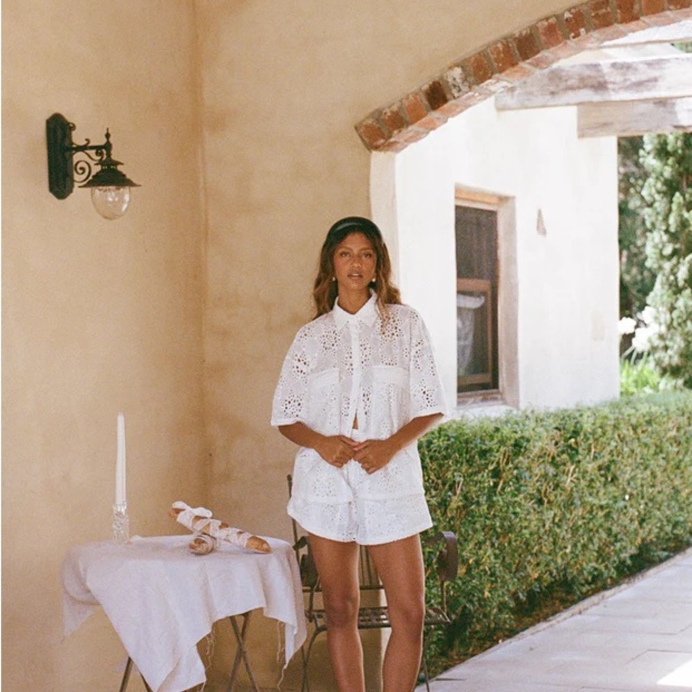 Sabo Skirt White Eyelet Set
